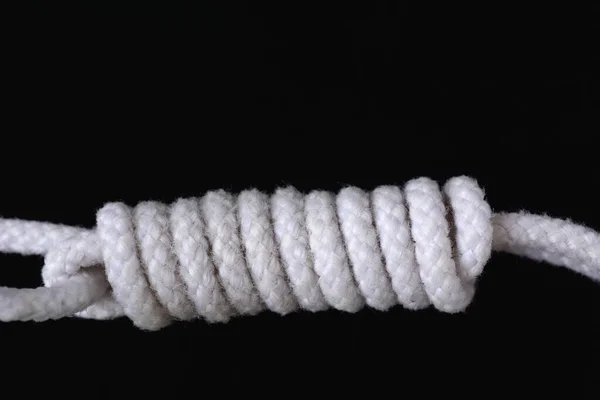 White Rope Collection Isolated Black Background — Stock Photo, Image