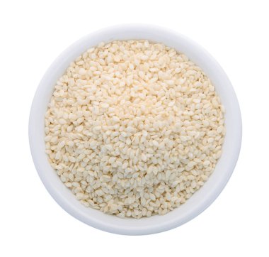 beyaz izole beyaz kase beyaz susam Üstten Görünüm