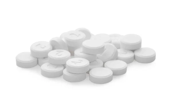 Pílulas brancas isoladas em branco — Fotografia de Stock