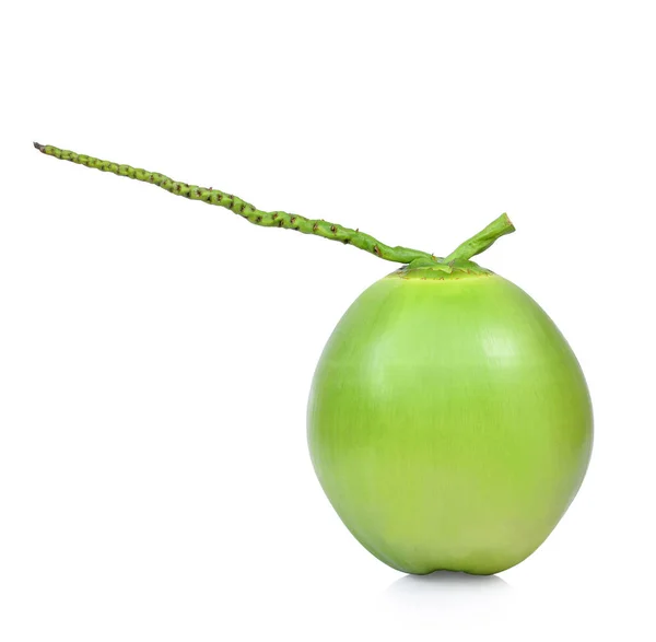 Zöld kókusz elszigetelt fehér — Stock Fotó