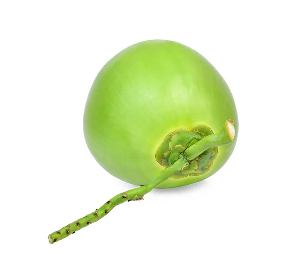 Zöld kókusz elszigetelt fehér — Stock Fotó