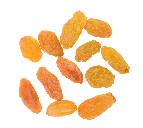 Top view of dried raisins isolated on a white — Stock Photo, Image