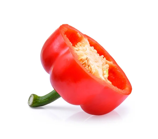 Half of fresh sweet red pepper(Bell pepper) isolated on white ba — Stock Photo, Image