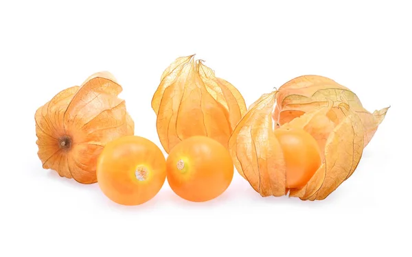 Groselha espinhosa da capa, physalis isolado no fundo branco — Fotografia de Stock