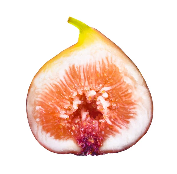 Половина стиглих інжирних фруктів ізольовані на білому фоні — стокове фото