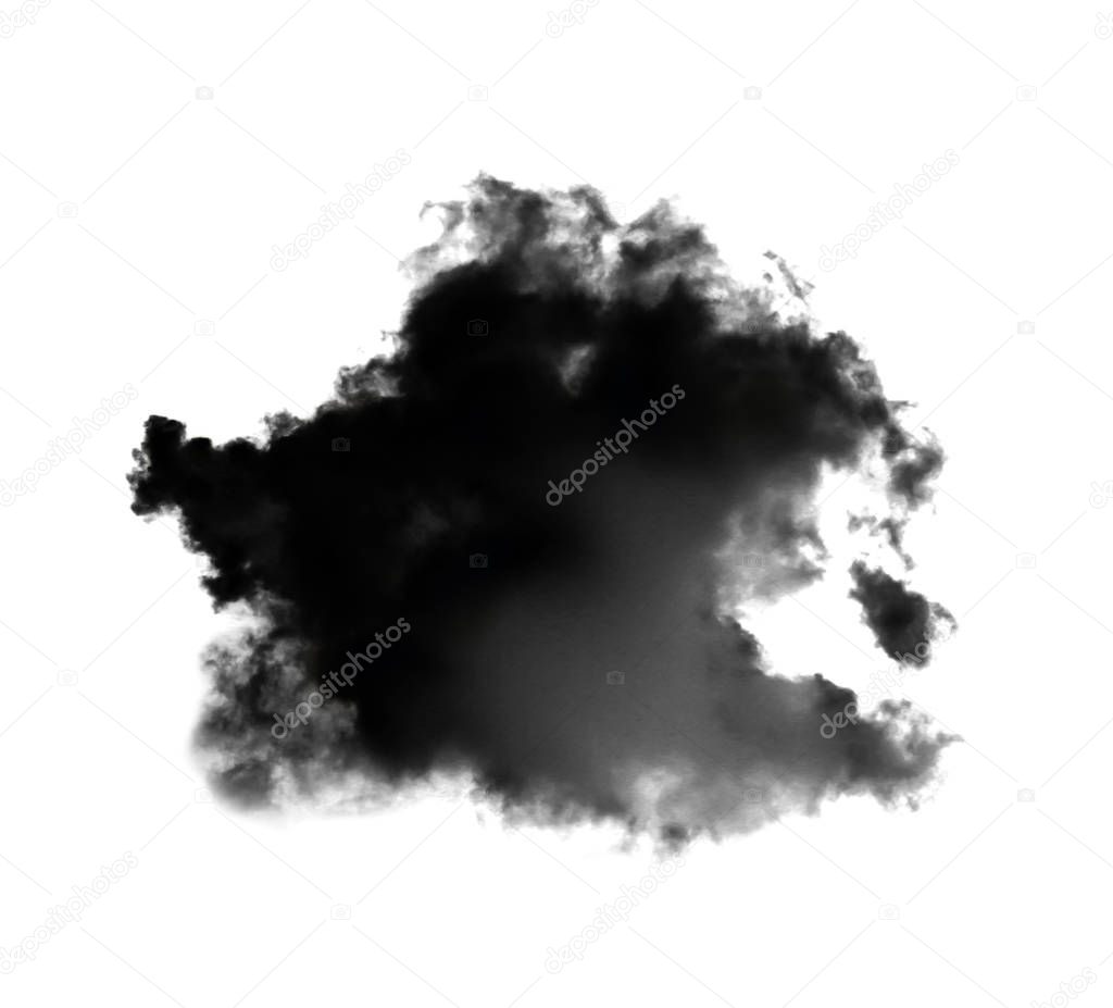 black clouds or smoke isolated on white background