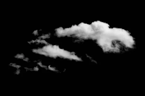 Whtie nuages isolés sur fond noir — Photo