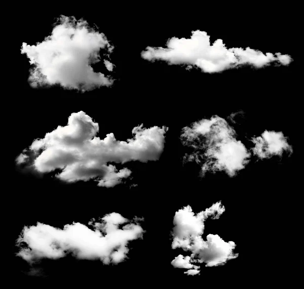 Whtie 구름 검은 배경에 고립의 컬렉션 — 스톡 사진