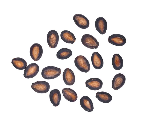 Vista dall'alto dei semi di anguria essiccati isolati su fondo bianco — Foto Stock
