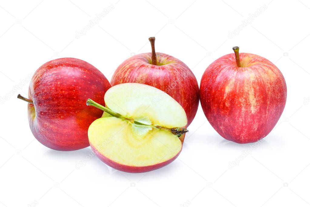 fresh red gala apples isolated on white background