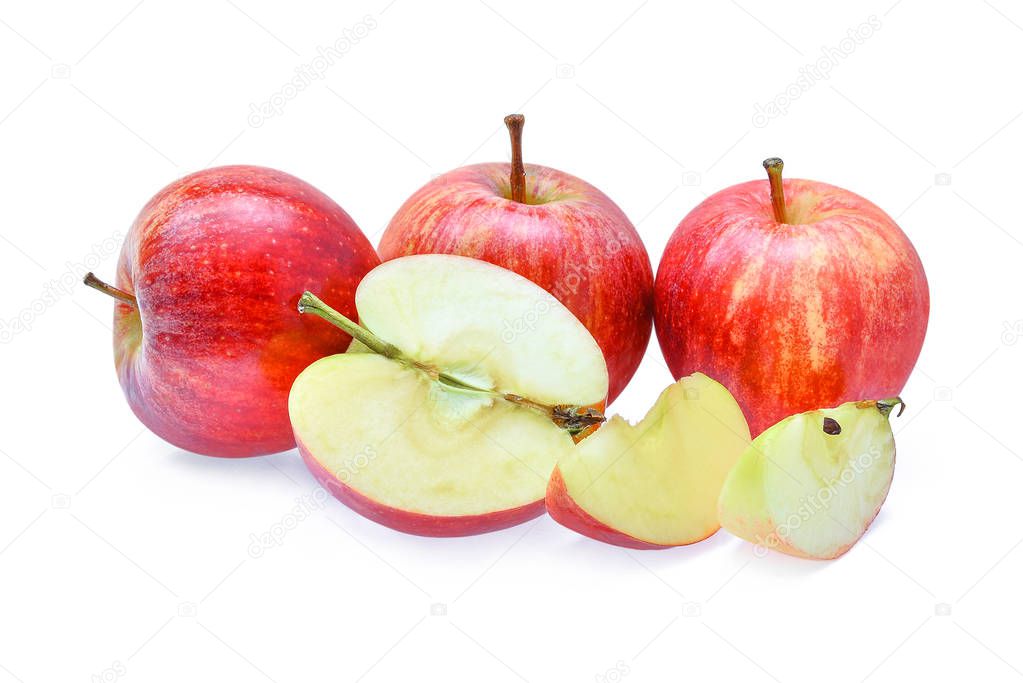 fresh red gala apples isolated on white background