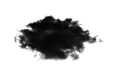 Beyaz arkaplanda siyah bulutlar veya duman izole edilmiş