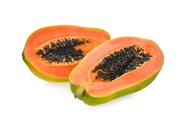 Friss papaya elszigetelt fehér háttér — Stock Fotó