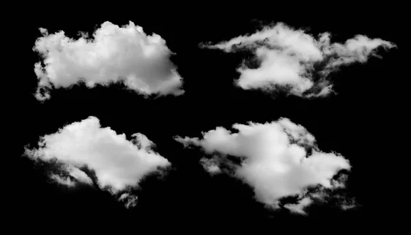 Set of white cloud isolated on black background — Stock Photo, Image