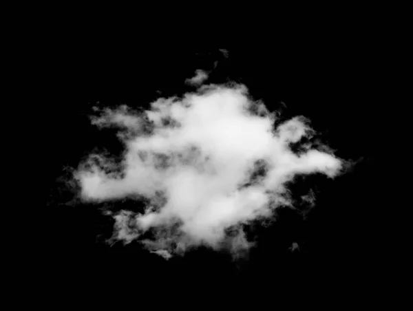 Nuage blanc isolé sur fond noir — Photo