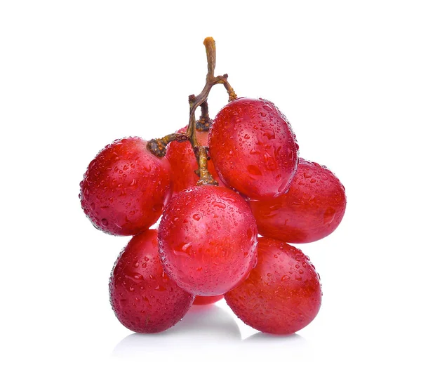 Fresh red grapes with water drops isolated on white background. — Stock Photo, Image