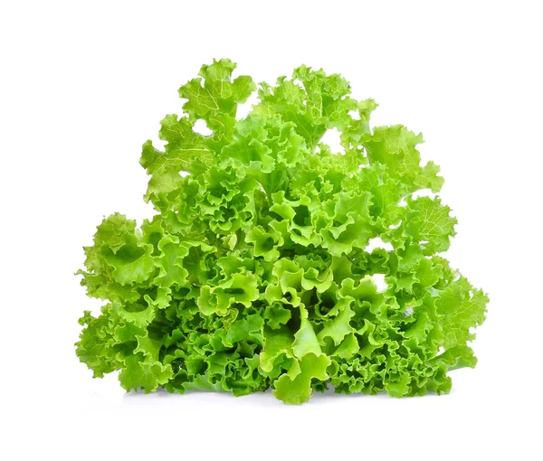 Hojas frescas de ensalada de lechuga verde aisladas sobre fondo blanco. —  Fotos de Stock