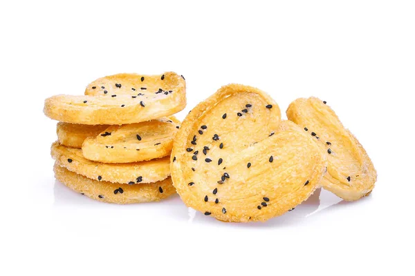 Biscuit with black sesame isolated on white background — Stock Photo, Image