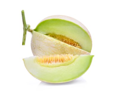 Beyaz arkaplanda izole edilmiş yeşil kavun