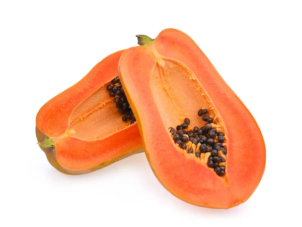 Friss papaya elszigetelt fehér háttér — Stock Fotó