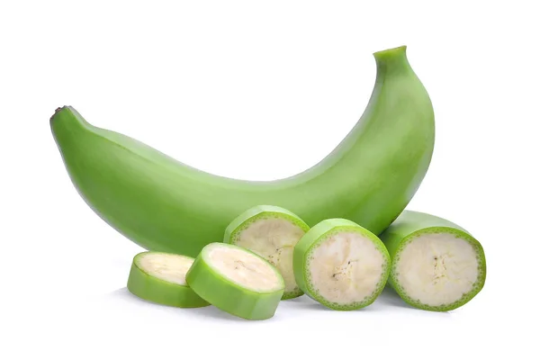 Banane verte isolée sur fond blanc — Photo