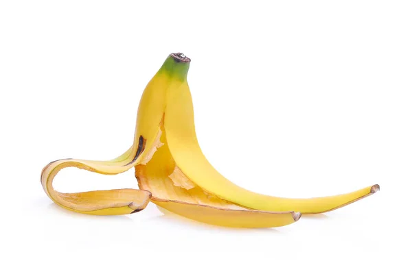 Banán, hámozott, a elszigetelt fehér háttér — Stock Fotó