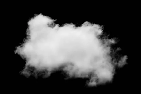 Nuage blanc isolé sur fond noir — Photo