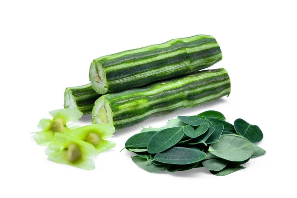 Vaina de moringa (muslo) con hojas, Hierbas tropicales iso — Foto de Stock