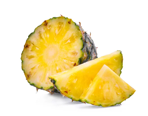 Half and slice of green pineapple isolated on white background — Stock Photo, Image