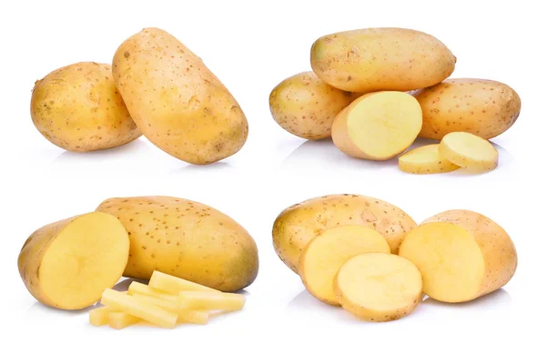 Uppsättning av färsk potatis isolerad på vit bakgrund — Stockfoto