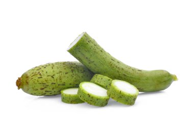 taze yeşil lif kabağı veya beyaz zemin üzerine lif kabağı