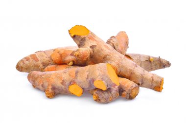 zerdeçal kök, beyaz arka plan üzerinde izole tropikal otsular