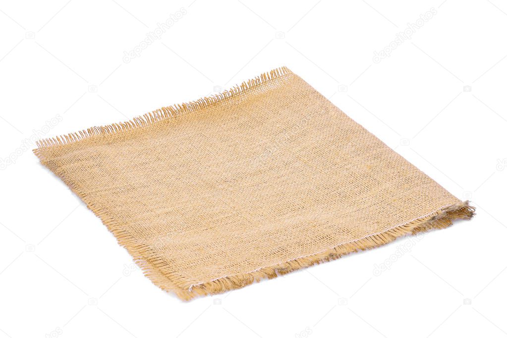 empty square sackcloth isolated on white background for your obj