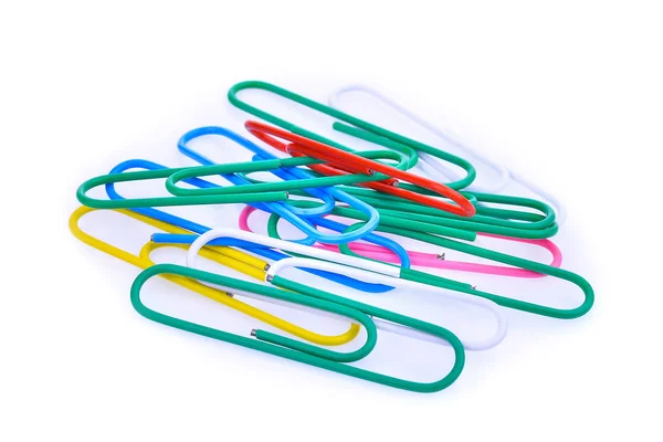 Colorful paper clips isolated on white background Royalty Free Stock Images