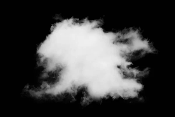Einzelne weiße Wolke isoliert auf schwarzem Hintergrund — Stockfoto
