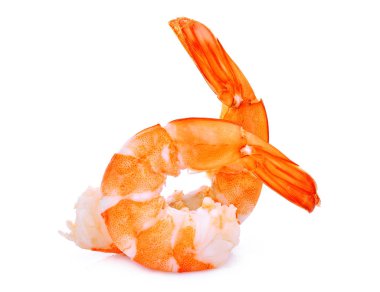 Beyaz arkaplanda karides izole edildi