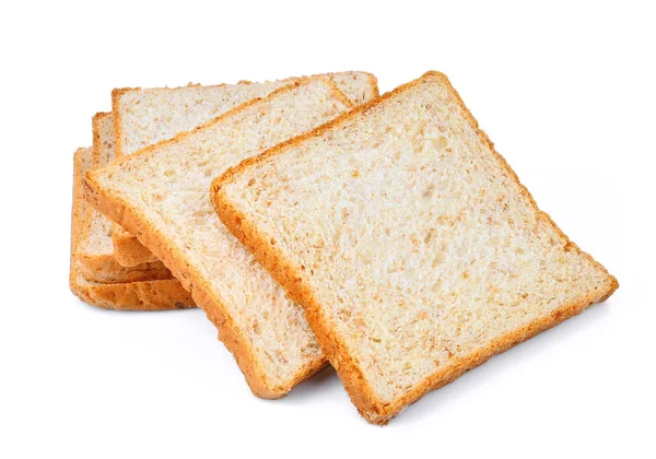 Plátek celozrnného chleba izolovaných na bílém pozadí — Stock fotografie