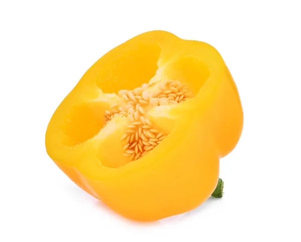 Half of yellow bell pepper isolated on white background — Stock Photo, Image