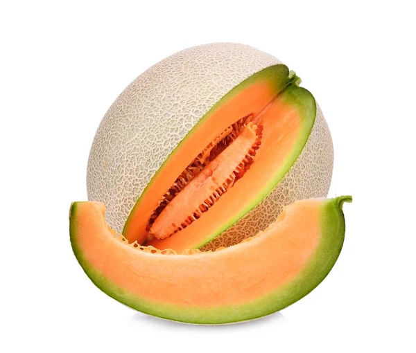 Entier et tranche de melons japonais, melon orange ou cantaloup m — Photo