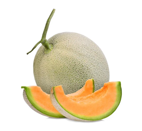 Whole and slice of japanese melons, orange melon or cantaloupe m — Stock Photo, Image