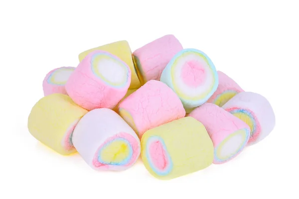 Colorido de marshmallow isolado no fundo branco — Fotografia de Stock