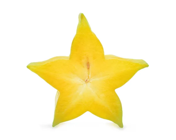 Fél vágott Alma star trópusi gyümölcs elszigetelt fehér háttérb — Stock Fotó