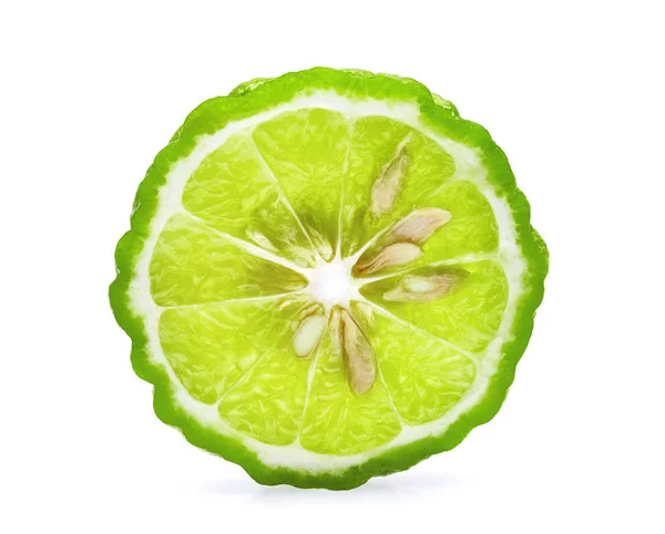 Meio corte de bergamota isolado sobre fundo branco — Fotografia de Stock