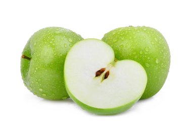 iki tam ve yarım yeşil elma veya granny smith elma dro ile