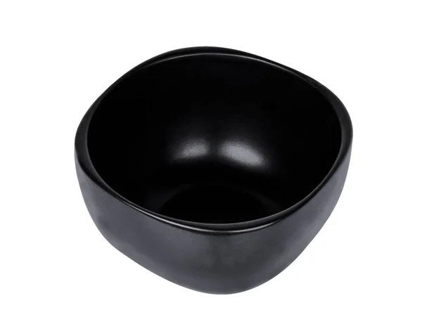 Ciotola nera vuota isolata su sfondo bianco — Foto Stock