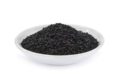 siyah susam beyaz adam izole beyaz kase