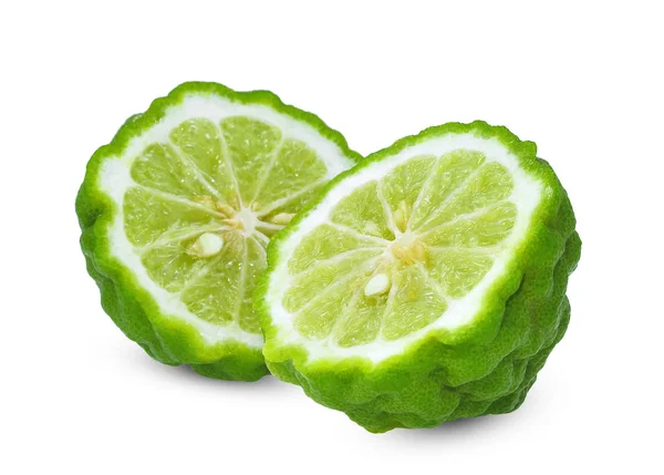 Duas bergamota fresca meia isolada sobre fundo branco — Fotografia de Stock