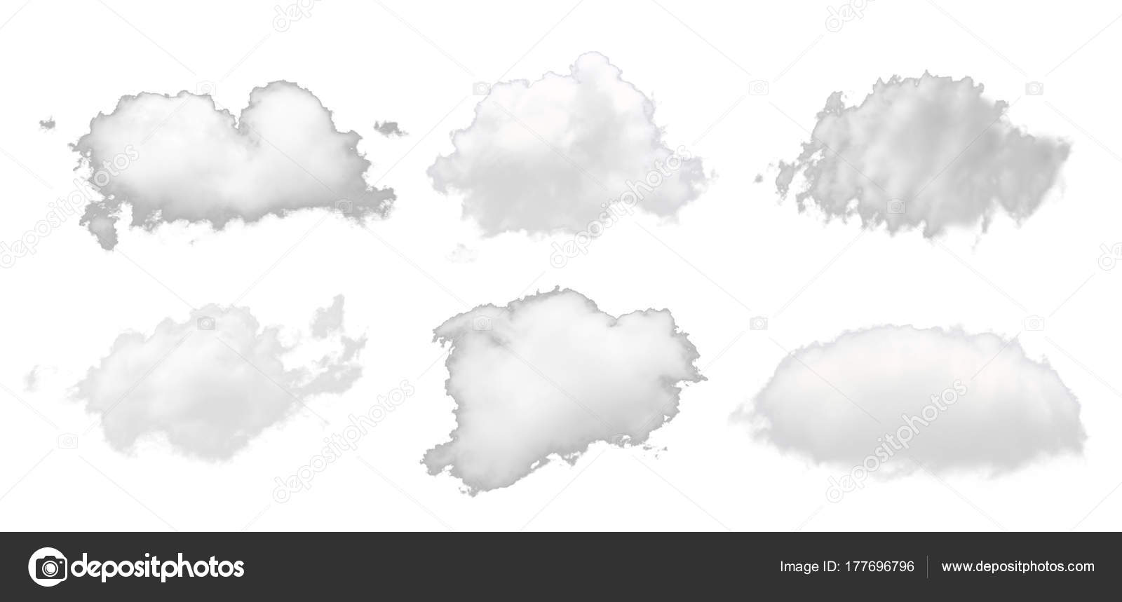 Set of white cloud isolated on white background Stock Photo by