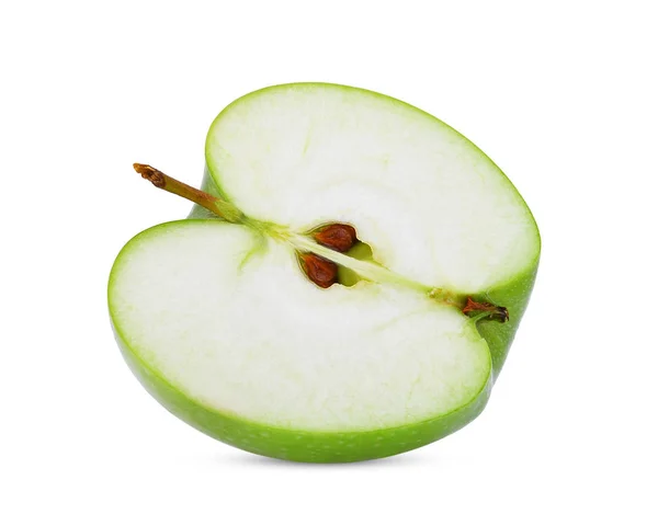 Demi-coupe de pomme verte ou granny smith pomme isloated sur blanc — Photo