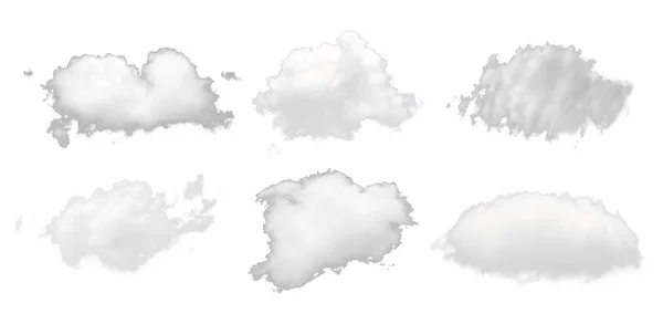 Satz weißer Wolke isoliert auf weißem Hintergrund — Stockfoto